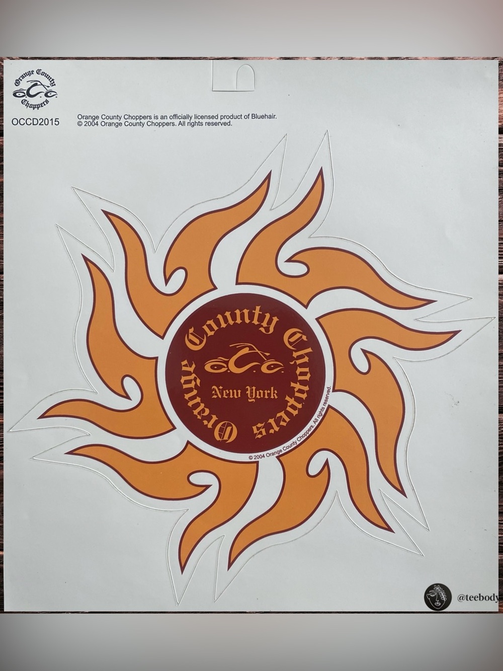 Vtg 2004 Orange County Choppers Sun Decal Sticker New
